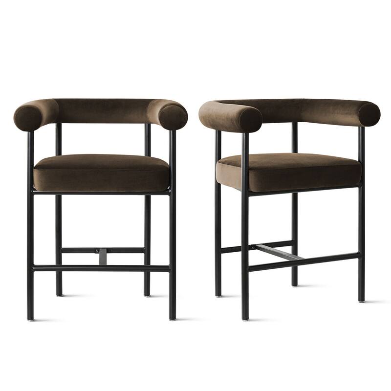 24" Seat Height Velvet Counter Stools (Set Of 2)