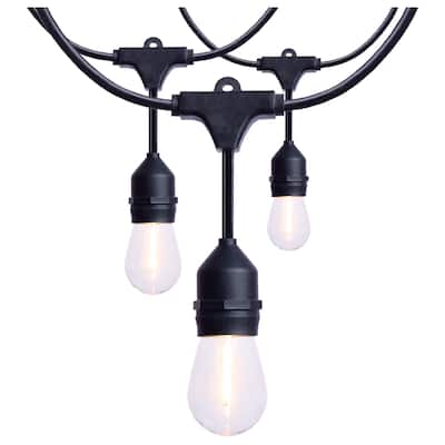 60 Foot LED String Light 24-S14 Lamps Medium Base 2200K CCT Black