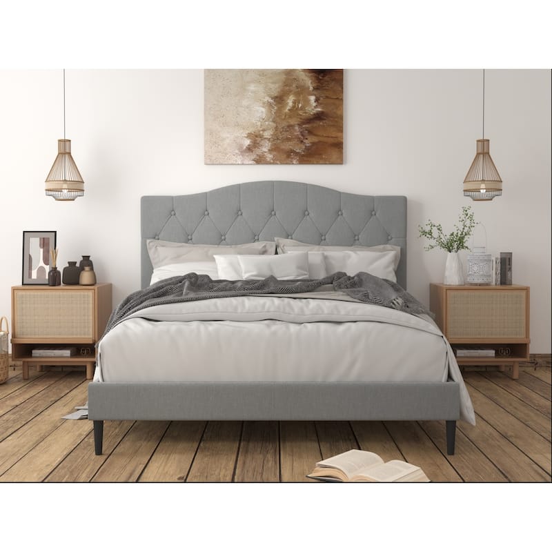 Mason Tufted Upholstered Platform Bed - Grey - Twin