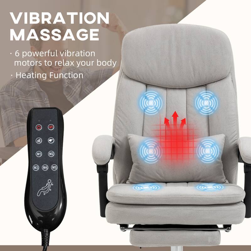 Microfibre Executive Massage Office Chair Swivel Computer Desk Chair with Lumbar Support Pillow