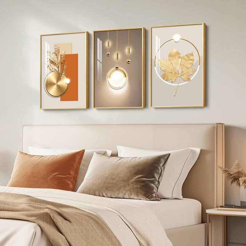 Wall Art,Golden Prints Pictures with Gold Frame