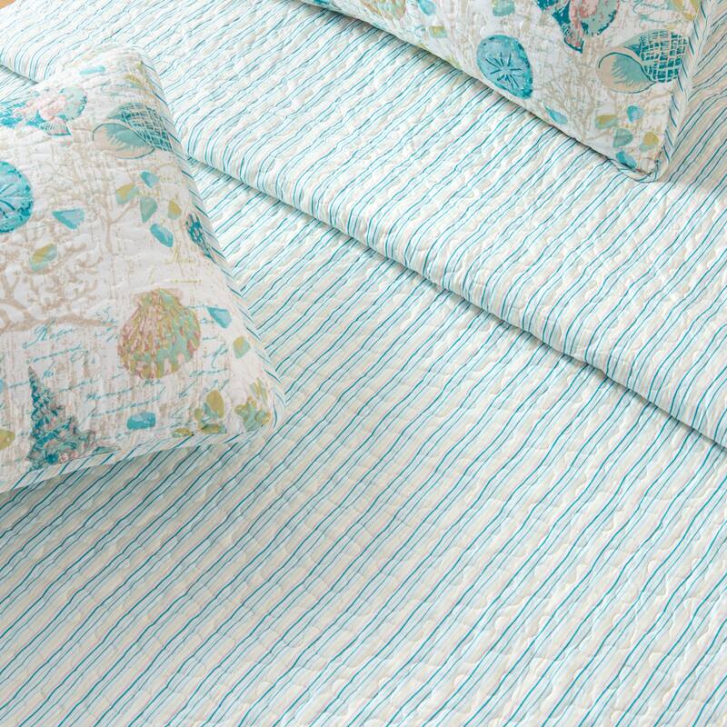 Linery & Co. Coastal Microfiber Quilt Set With Shams.