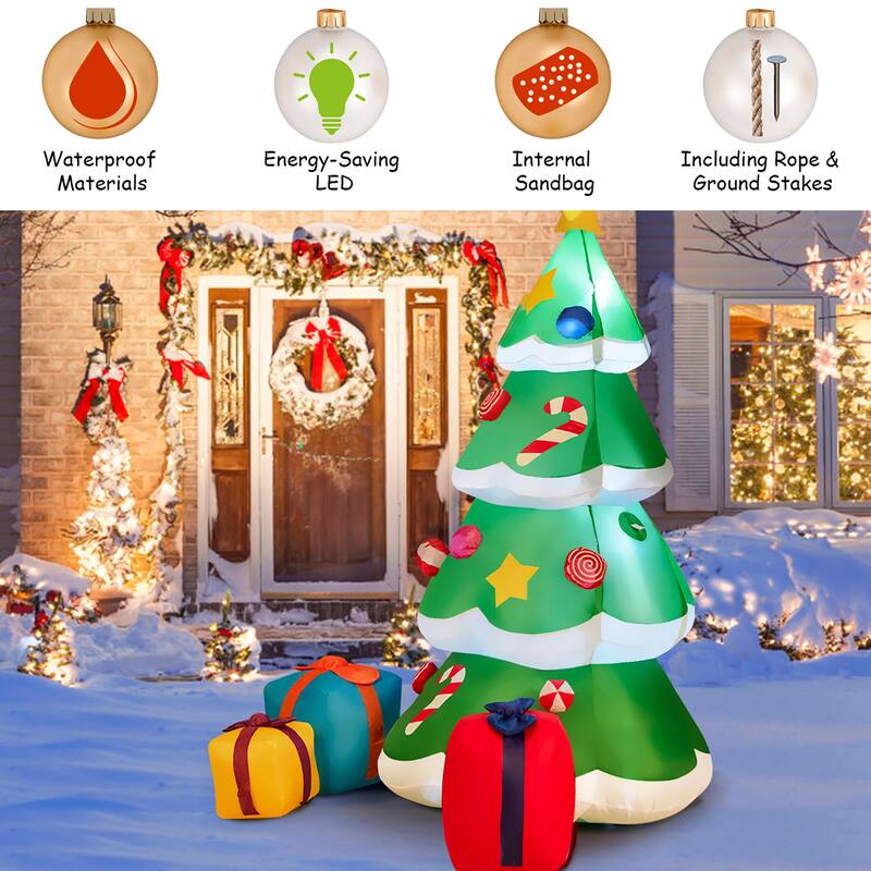 6 FT Inflatable Christmas Tree Blow Up Xmas Decoration with Gift Boxes