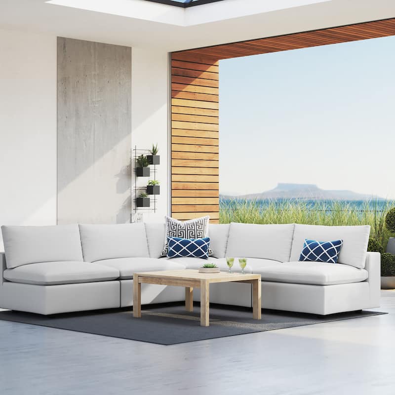 Commix 5-Piece Sunbrella® Outdoor Patio Armless Sectional Sofa - White