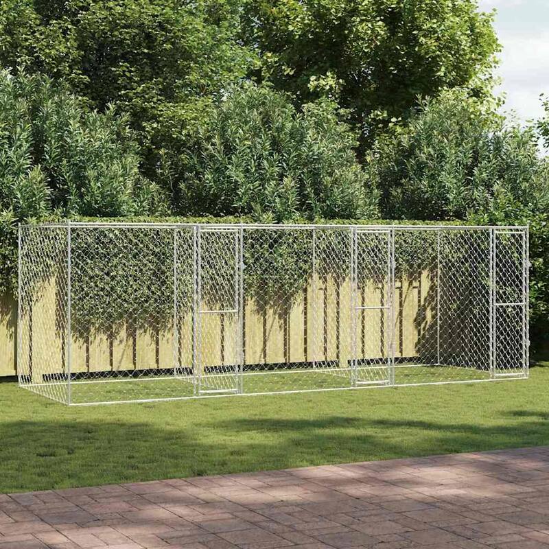 vidaXL Dog Cage Silver 400/600 x 200 x 200 cm Galvanised Steel - 600 x 200 x 200 cm