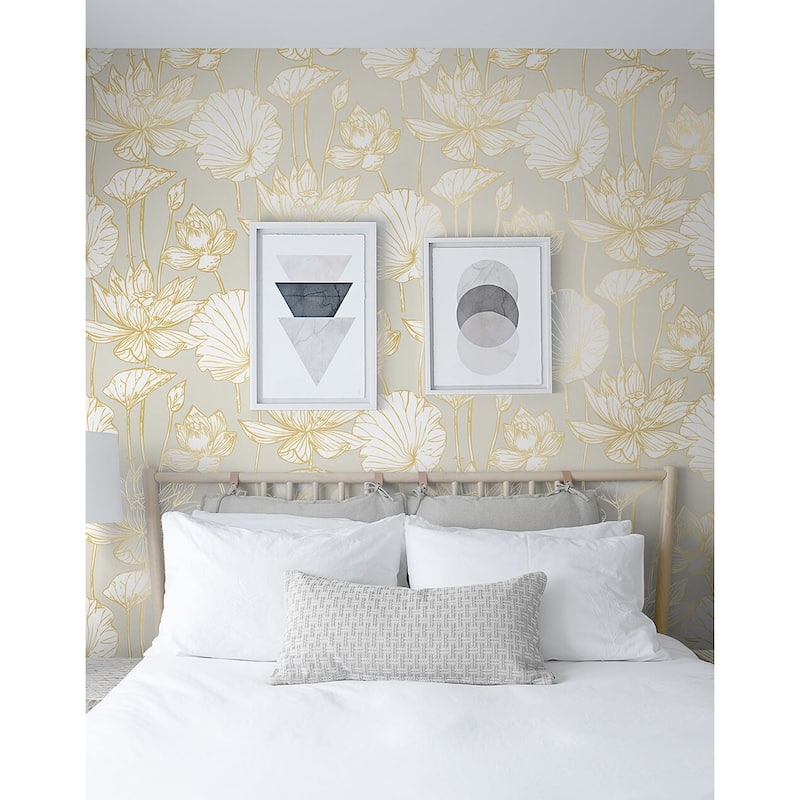 NextWall Lotus Floral Peel and Stick Wallpaper