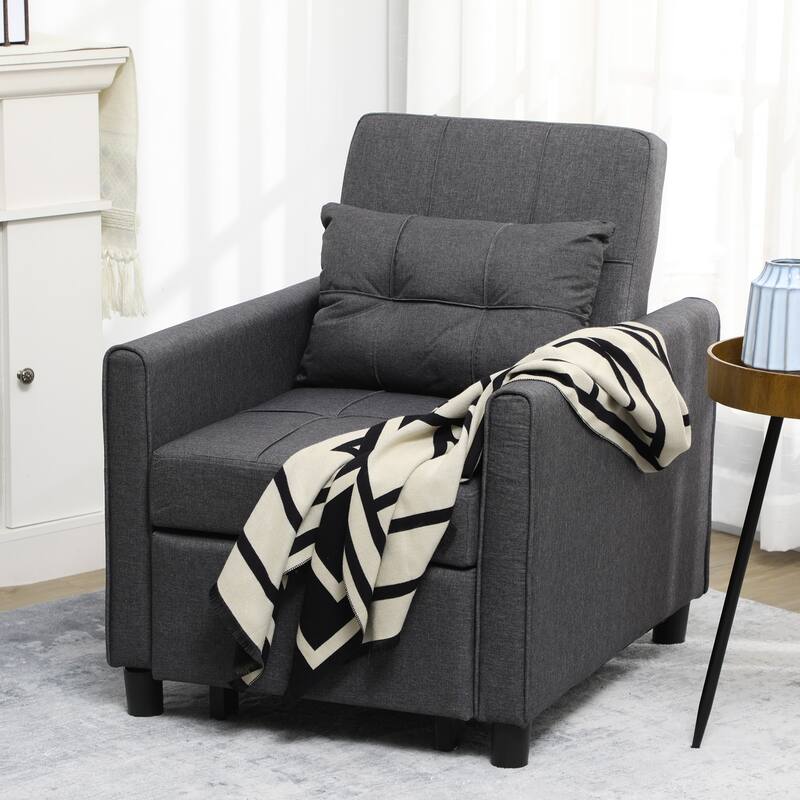 Sleeper Sofa Bed 3-in-1 Adjustable Sleeper with Pullout Bed 4 Pillows and Side Pockets Corduroy Convertible Sleeper Sofa Bed