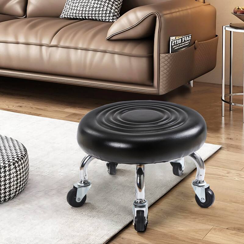 Javlergo Rolling Stool/Scoot Stool/Low Stool with Wheels Heavy-Duty/Sturdy 360 Degree Rotating Low to Ground Acubest - Black