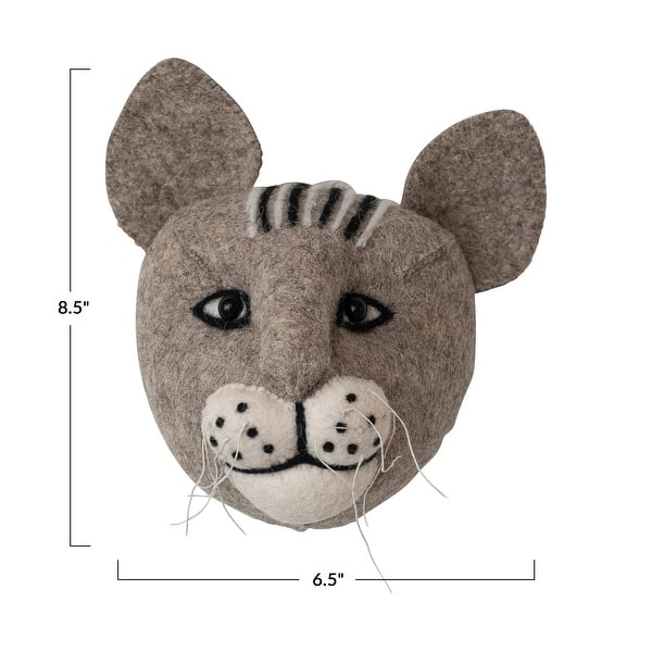 dimension image slide 3 of 7, Handmade Wool Felt Head Wall Hanging