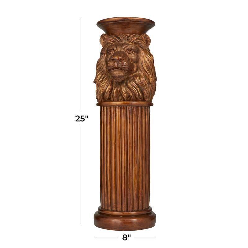 Bronze Polystone Lion Pedestal Table