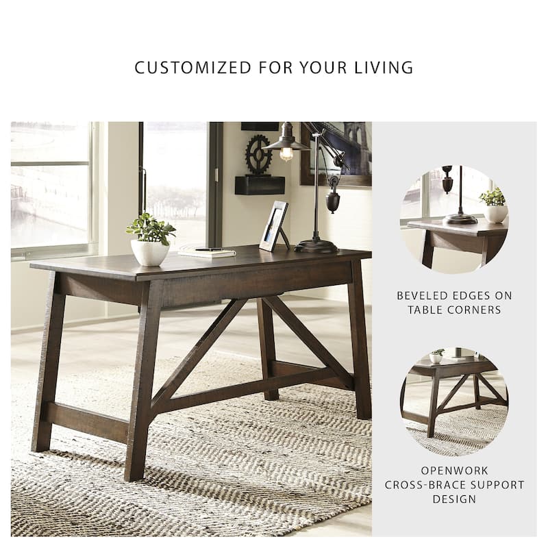 Baldridge Rustic Brown Home Office Large Leg Desk