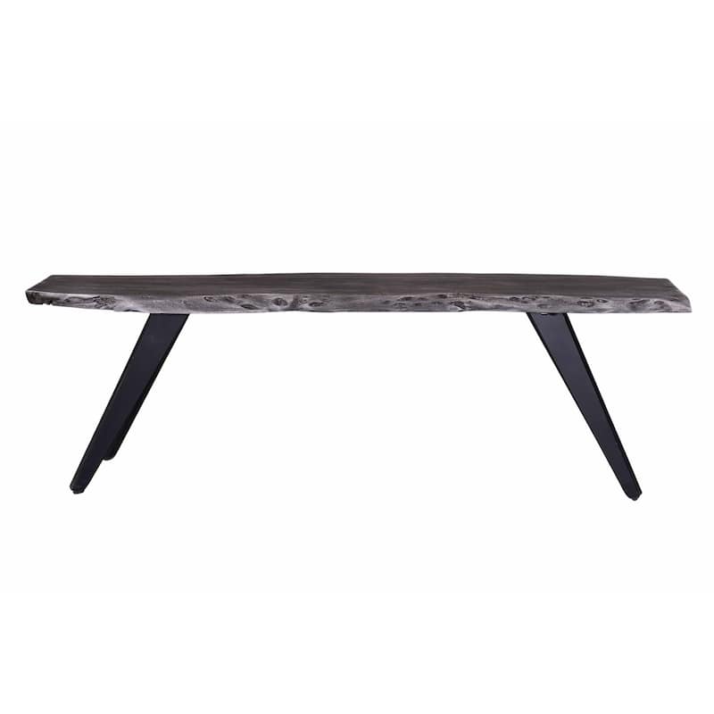 Farmhouse Style Wooden Dining Bench with X-Shaped Metal Legs