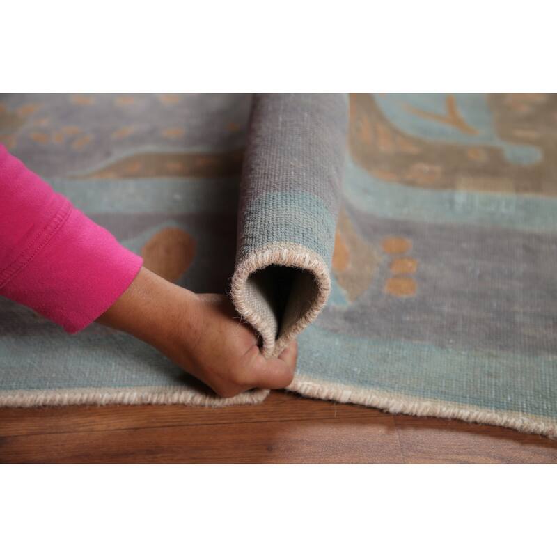 Hand Knotted Oriental 100% Wool Carpet Traditional Floral Greys & Charcoal Tabriz Area Rug - 9' 5'' X 6' 4''
