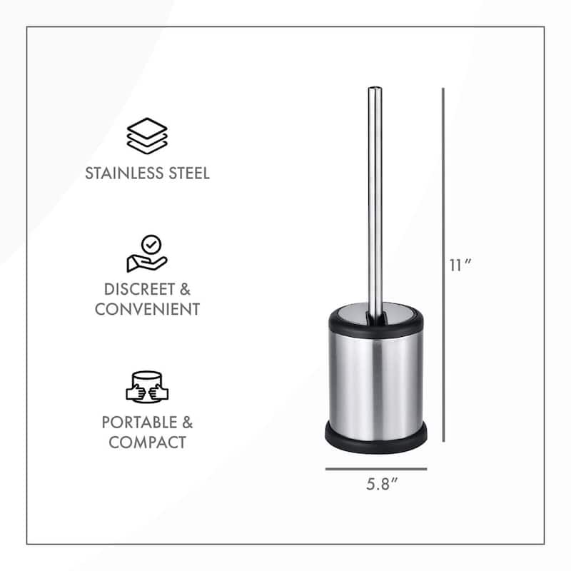 ToiletTree Products Deluxe Stainless Steel Toilet Brush with Lid, Bathroom Accessories for Toilet Cleaning (2 Pack)