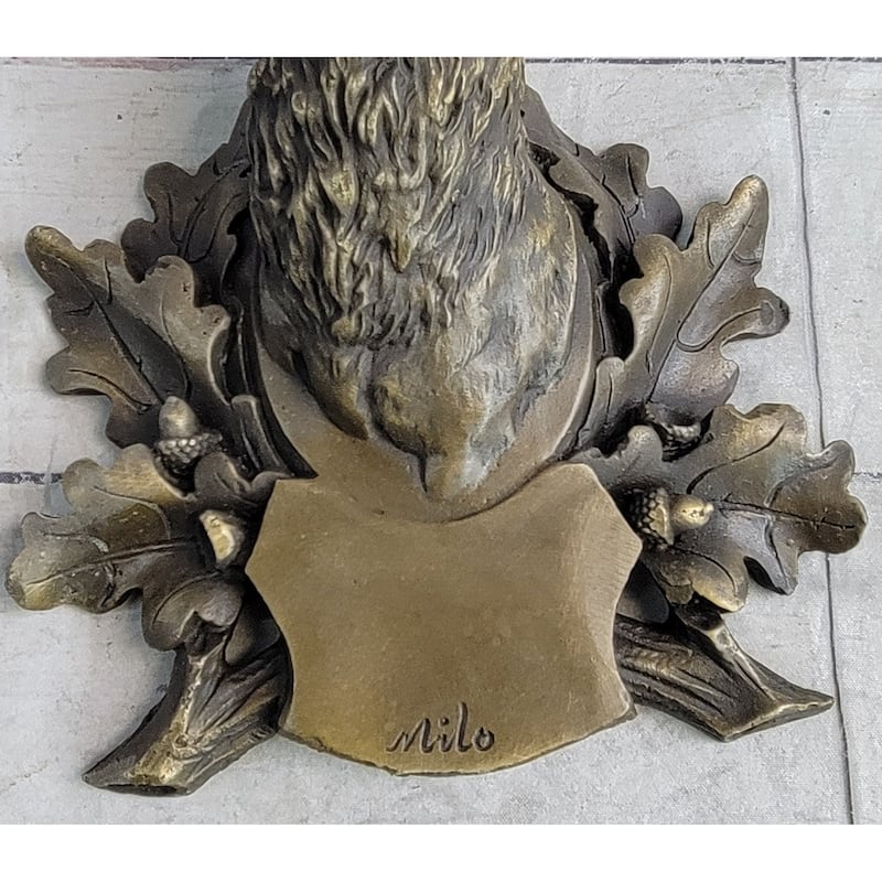 Deer Buck Stag Wall Mounted Bust Head Coat Of Arms Plaque Bronze Metal Sculpture