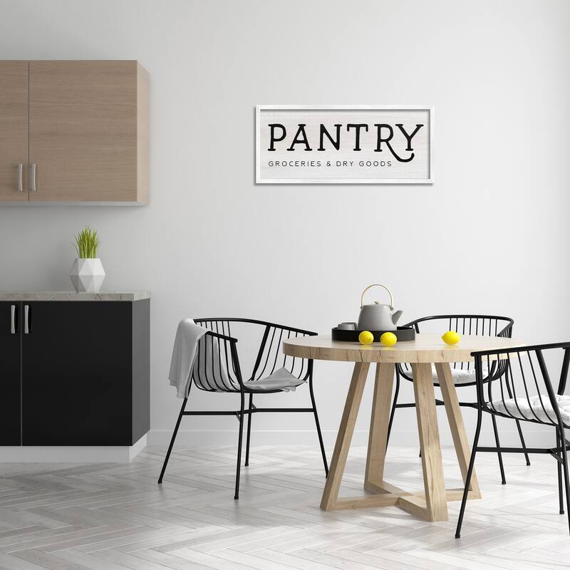 Stupell Rustic Pantry Sign Text Groceries Dry Goods Framed Wall Art - White
