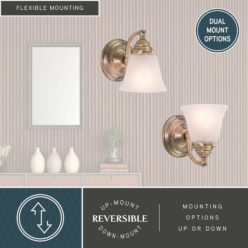 Standford 1 Light Brass Bathroom Wall Fixture - 5.25-in W x 7-in H x 7-in D