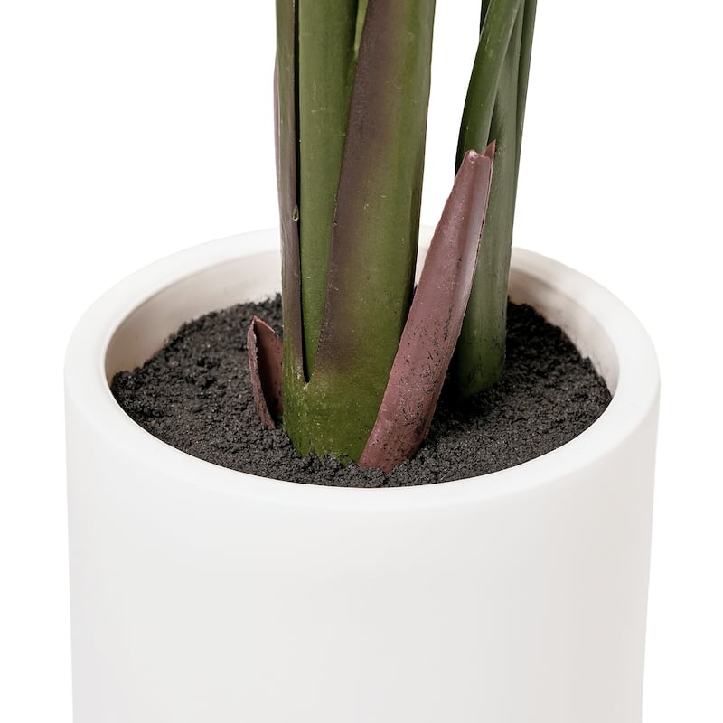 American Art Decor Artificial Faux Tree in White Tapered Ceramic Pot