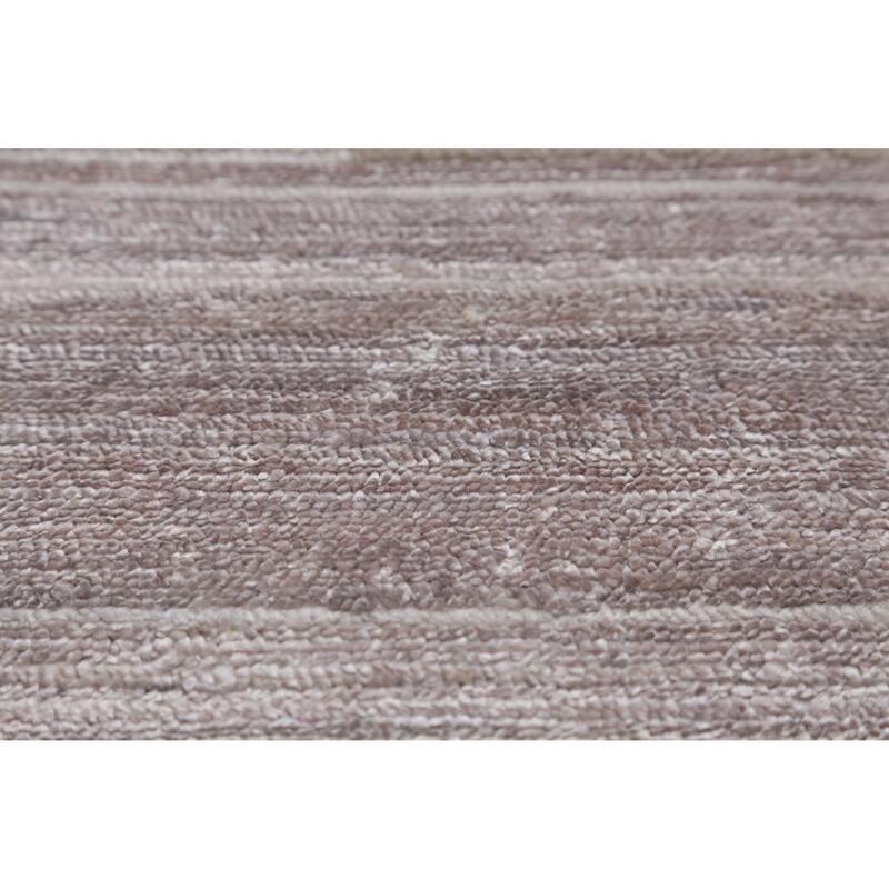 Hand Knotted Oriental Viscose Silk Carpet Tribal Stripe Greys & Charcoal Gabbeh Area Rug - 12' 5'' X 9' 3''