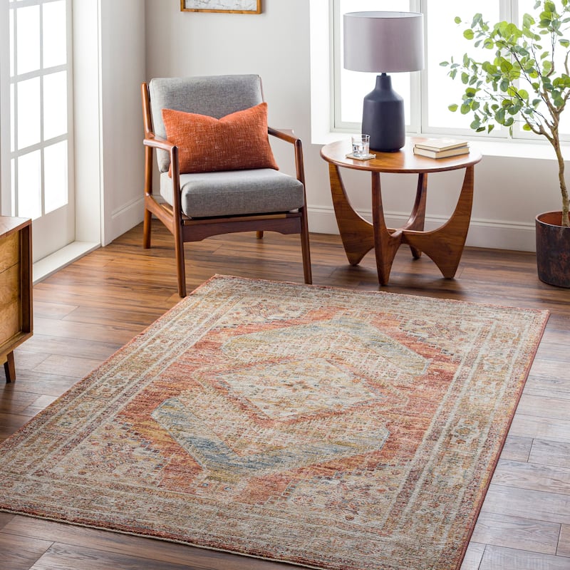 Abigail Traditional Medallion Area Rug - 2' x 3' - Rust/Yellow