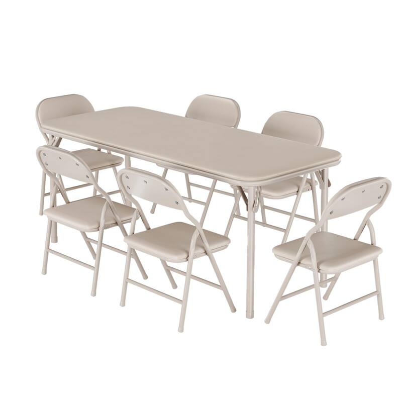 7 Piece Boys Girls Folding Table and Chairs Set, Activity Table and Chairs Set