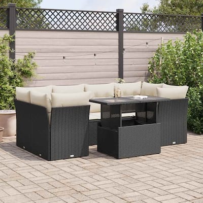 vidaXL Garden Sofa Set Black - 21.7 x 39.4 x 28.7 in