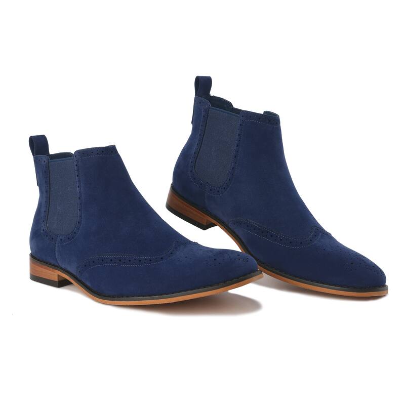 Gino Vitale Mens Slip On Wing Tip Chelsea Boots   - Blue - 8.5