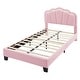 preview thumbnail 28 of 48, Twin/Full Size Upholstered Bed Frame with Flower Shaped Headboard, Elegant Platform Bed with Wooden Slats Support & LED Light