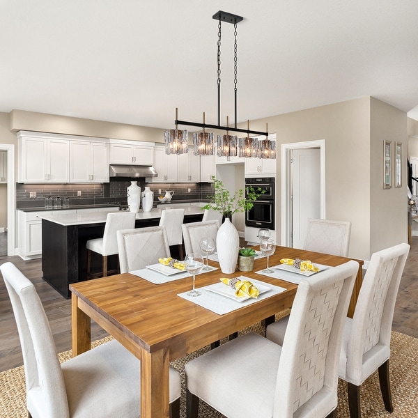 Kasy Modern 5 Light Linear Chandelier Textured Glass Unique Design Kitchen Island Lights for Dining Room On Sale Bed Bath Beyond 37503694