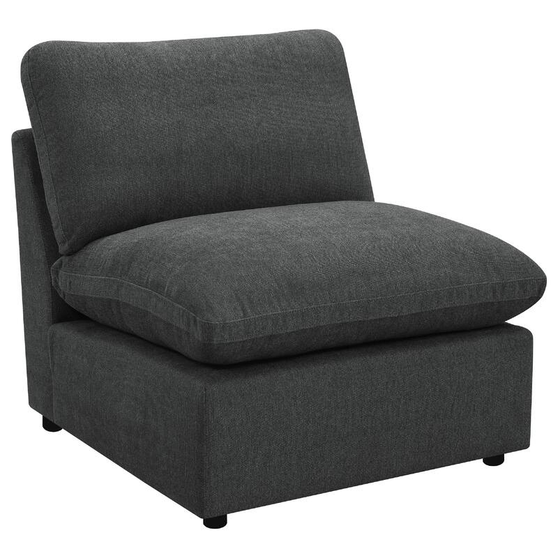 Biny Modular Armless Chair, Dark Gray, Plush Foam Cushions