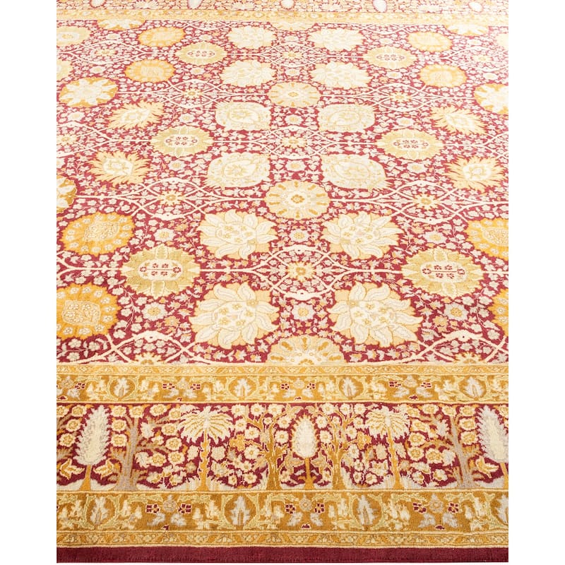 Overton Handknotted Wool Traditional Oriental Purple Area Rug - 8' x 10'