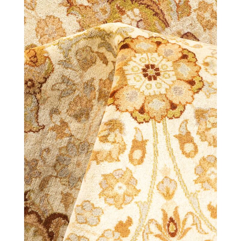 Overton Hand Knotted Wool Traditional Oriental Ivory Area Rug - 6' x 9'