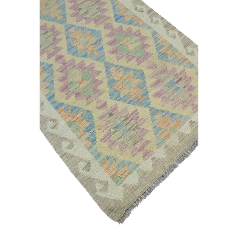 Sun Faded Flatweave Terrell Blue/Ivory Rug - 2'7" x 4'4"
