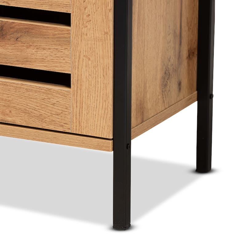 Vander Modern and Contemporary 2-Door Wood Shoe Cabinet-Oak Brown
