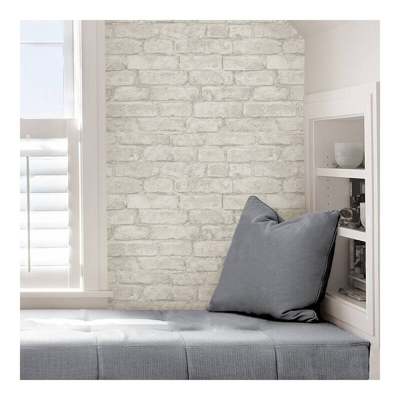 InHome White Denver Brick Peel & Stick Wallpaper - 198in x 20.5in x 0.025in