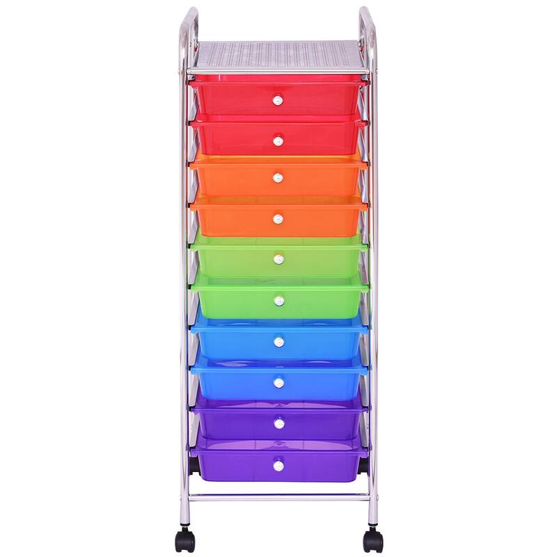 Costway 10 Drawer Rolling Storage Cart Scrapbook Paper Office School