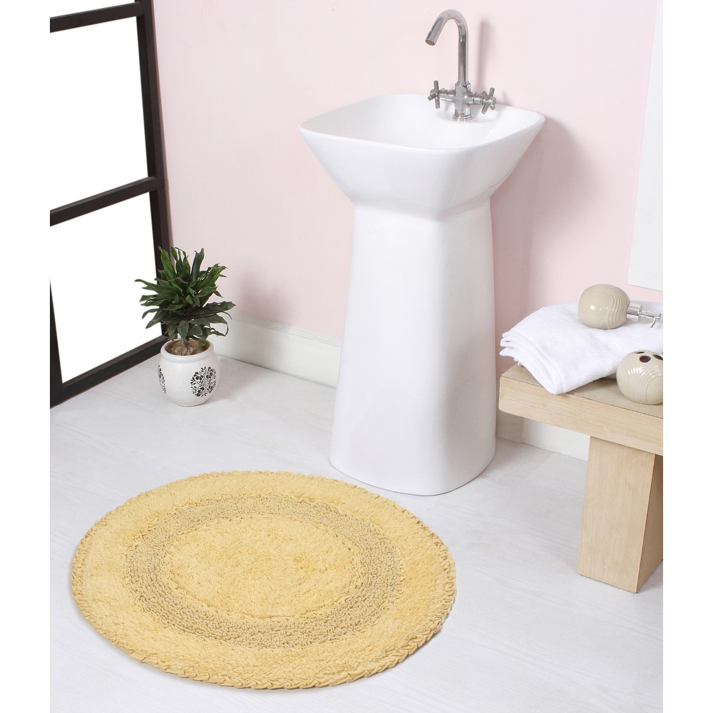  Home Weavers Allure Collection 100% Cotton Tufted Round Shape  Bathroom Rug, Soft and Absorbent Bath Rugs, Non-Slip Bath Carpet, Machine  Wash Dry Bath Mats for Bathroom Floor, 30 Round, Gray 