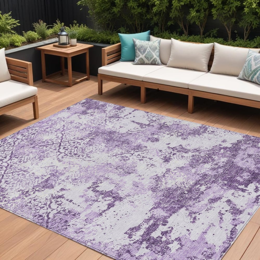 HomeRoots Floral Transitional Rectangle Outdoor Rug