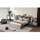 preview thumbnail 5 of 28, Full Size Platform Bed with Storage Headboard, 3 Shelves, 2 Side Lockers, Solid Pine Wood Frame, No Box Spring Required, Grey
