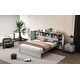 preview thumbnail 5 of 22, Full Size Platform Bed with Storage Headboard, Kids Bed Frame with 3-built-in shelves & 2-side lockers for Bedroom, Grey