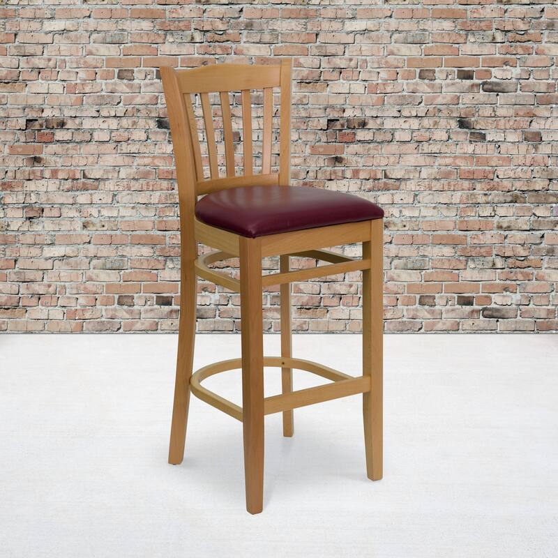 2Pk Vertical Slat Back Wood Restaurant Barstool - Hospitality Seating