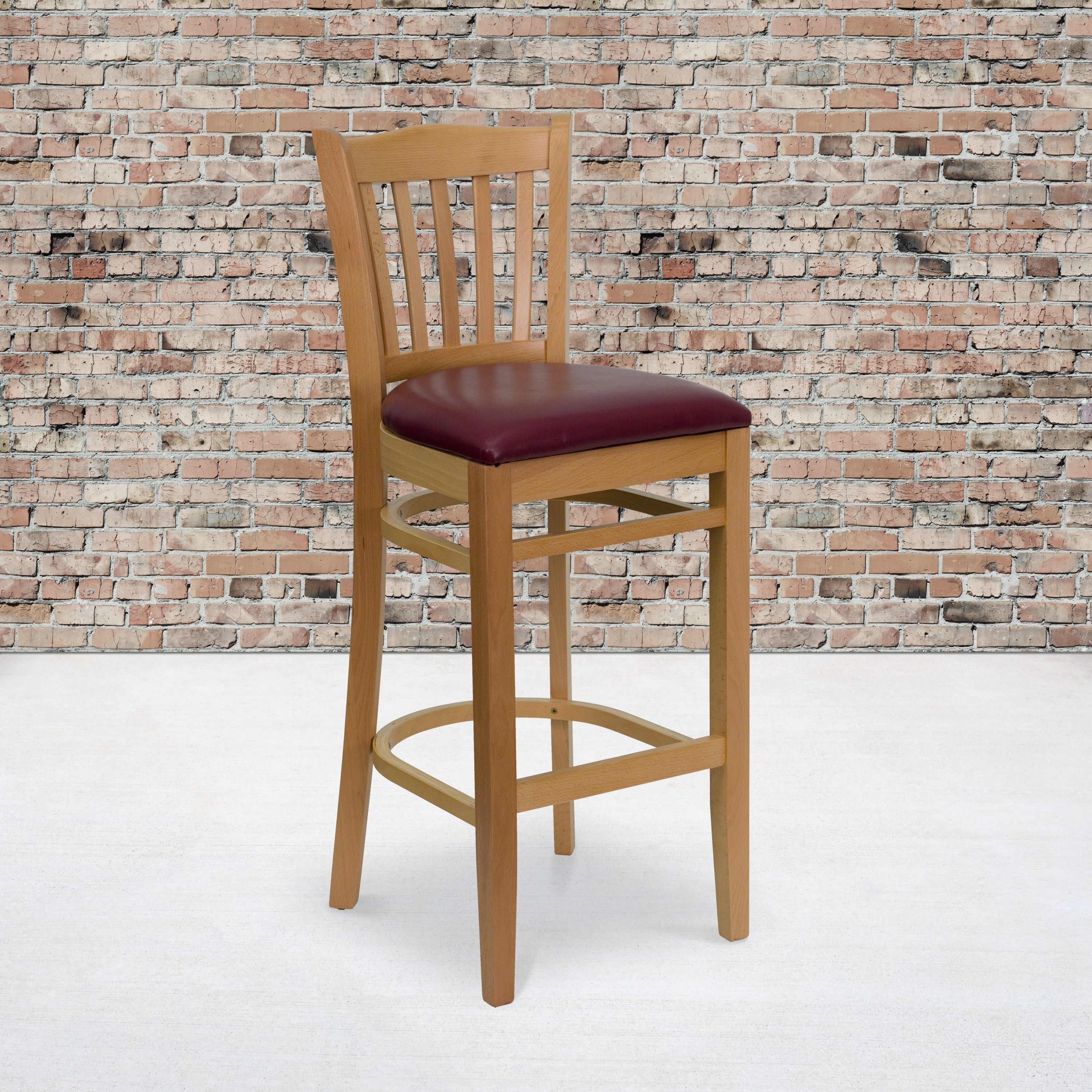 Option Burgundy Vinyl Seat/ Natural Wood Frame