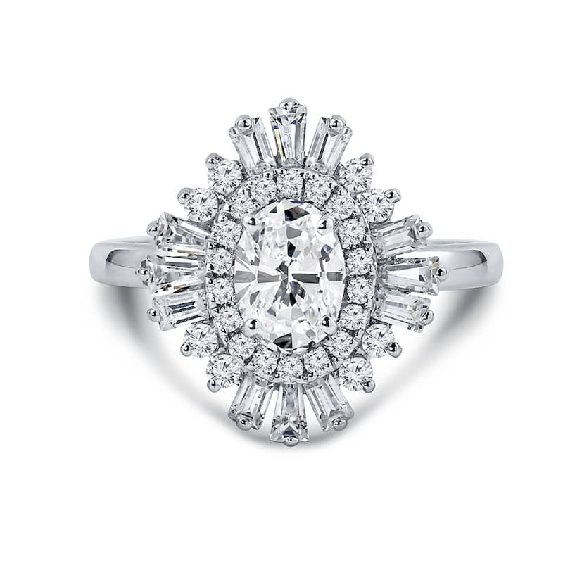 Auriya 14k Gold 1 1/4ctw Ballerina Halo Oval Diamond Engagement Ring Certified (H-I, SI1-SI2)