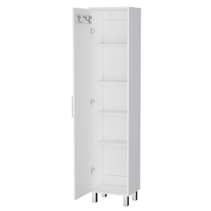 HomeRoots 16" Silver And White Accent Cabinet With Five Shelves - 15.70 in. x 70.90 in. x 11.70 in.