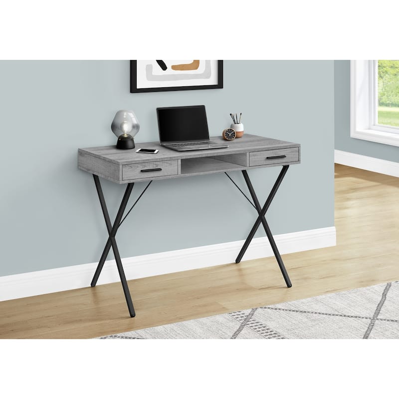 Computer Desk, Home Office, Laptop, Left, Right Set-up, Storage Drawers, 42"l, Work, Grey Laminate