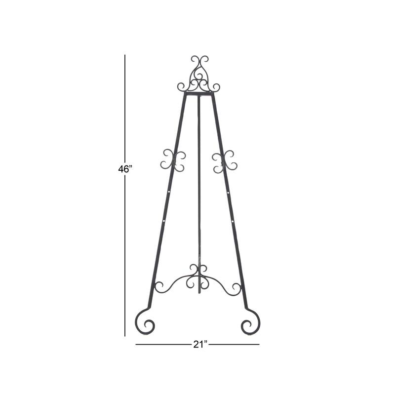 Metal Scroll Large Adjustable 3 Tier Display Easel with Chain Support - Black - Roche River Decor
