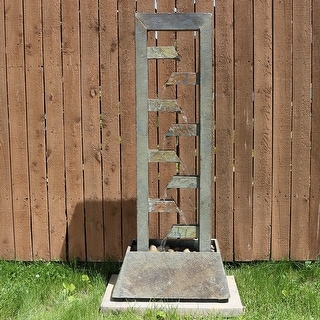 Stacked Slate Outdoor Water Fountain 49" Garden & Patio Water Feature