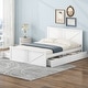 preview thumbnail 2 of 11, Queen Platform Bed with 4 Drawers, Headboard & Support Legs, White