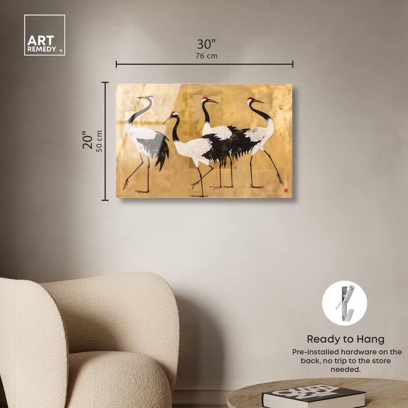 Birds of Gold Acrylic by Art Remedy, Ready to Hang