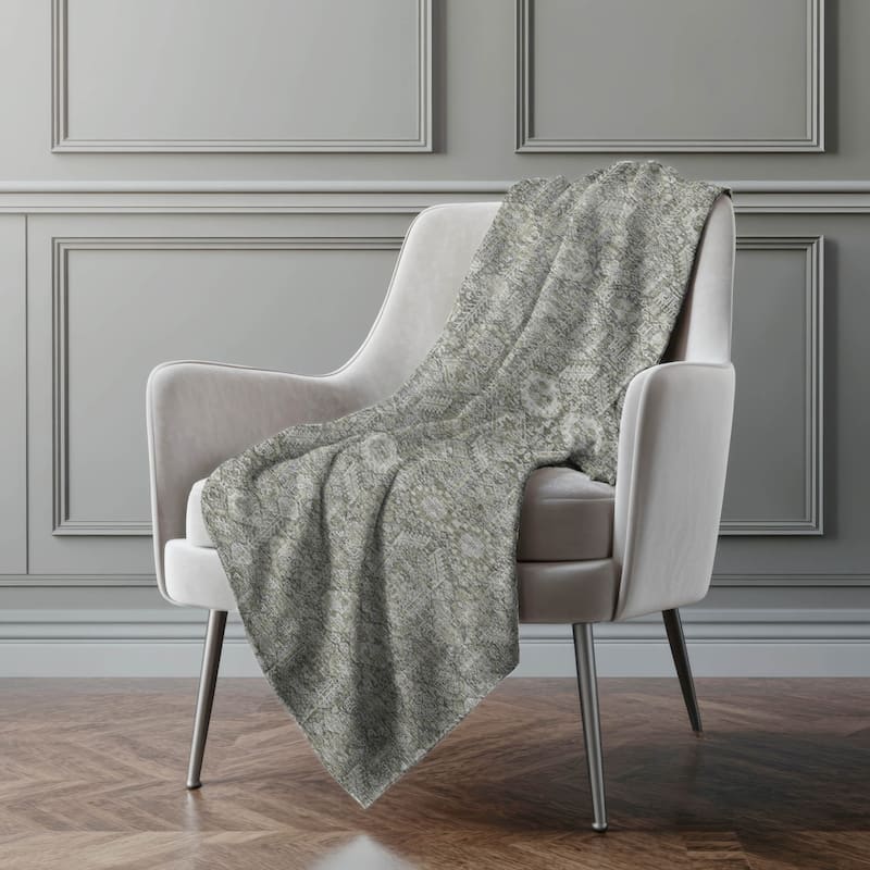 Premium Machine Washable Boho Moroccan Sherpa Throw Blanket - Gray - 4'2" x 5'10"